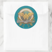 Wonder Woman Foliage Sketch Logo Ronde Sticker (Tas)
