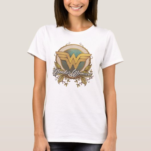 Wonder Woman Foliage Sketch Logo T-shirt (Voorkant)