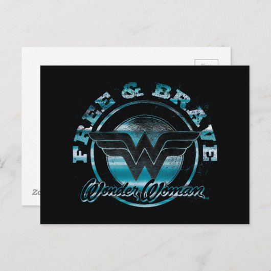 Wonder Woman Free & Brave Grunge Graphic Briefkaart (Voorkant / Achterkant)