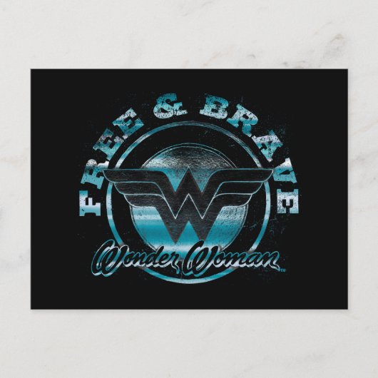 Wonder Woman Free & Brave Grunge Graphic Briefkaart (Voorkant)