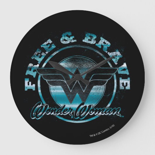 Wonder Woman Free & Brave Grunge Graphic Grote Klok (Voorkant)