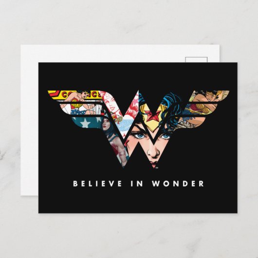 Wonder Woman "Geloof in Wonder" Collage Logo Uitnodiging Briefkaart (Voorkant / Achterkant)