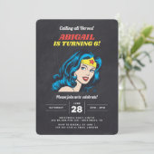 Wonder Woman Girls Chalkboard Birthday Kaart (Staand voorkant)