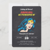 Wonder Woman Girls Chalkboard Birthday Kaart (Voorkant)