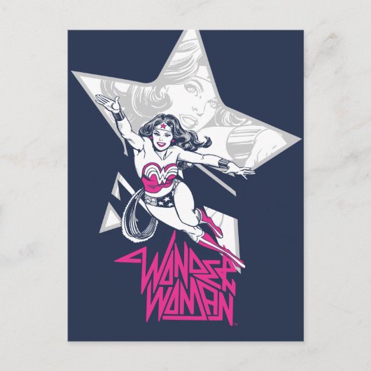 Wonder Woman Glam Rock Flying Character Graphic Briefkaart (Voorkant)
