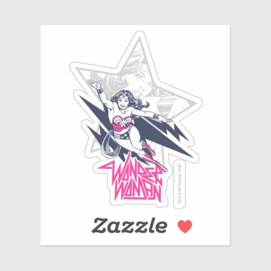 Wonder Woman Glam Rock Flying Character Graphic Sticker (Vel)
