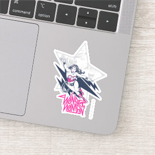 Wonder Woman Glam Rock Flying Character Graphic Sticker