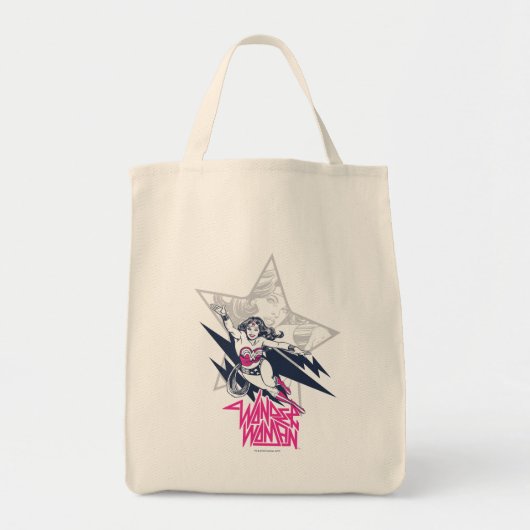 Wonder Woman Glam Rock Flying Character Graphic Tote Bag (Voorkant)