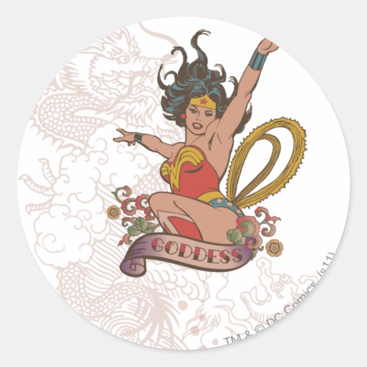 Wonder Woman Goddess Ronde Sticker (Voorkant)