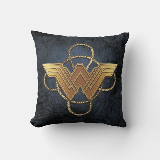Wonder Woman Gold Symbool over Lasso Kussen (Voorkant)