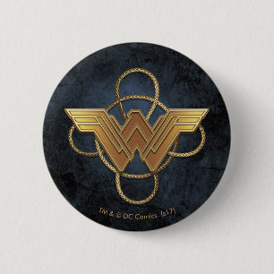 Wonder Woman Gold Symbool over Lasso Ronde Button 5,7 Cm