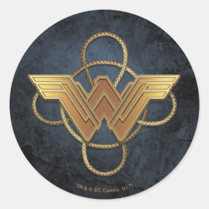 Wonder Woman Gold Symbool over Lasso Ronde Sticker