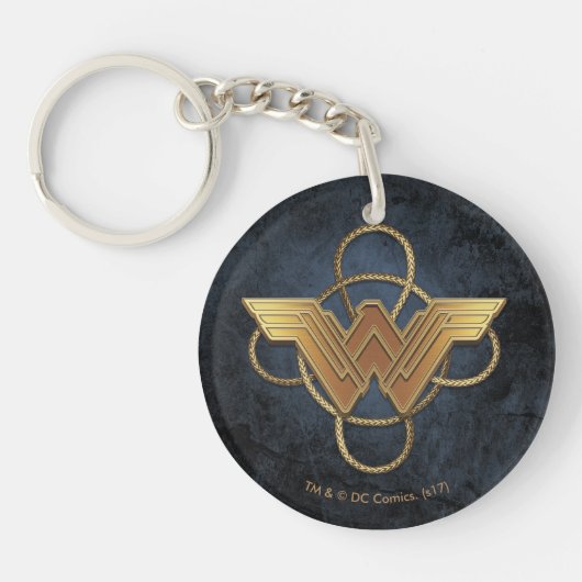 Wonder Woman Gold Symbool over Lasso Sleutelhanger (Voorkant)