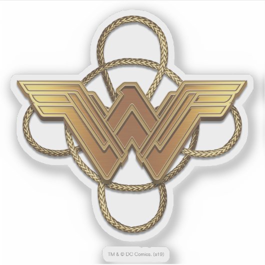 Wonder Woman Gold Symbool over Lasso Sticker (Voorkant)