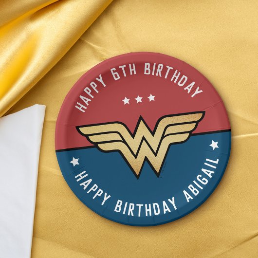 Wonder Woman Golden Logo Birthday Paper Bord