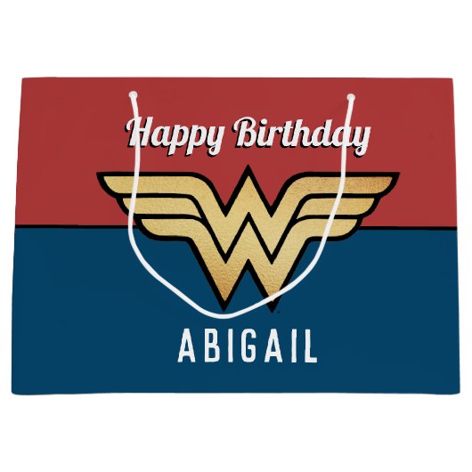 Wonder Woman Golden Logo | Fijne verjaardag  Groot Cadeauzakje (Voorkant)