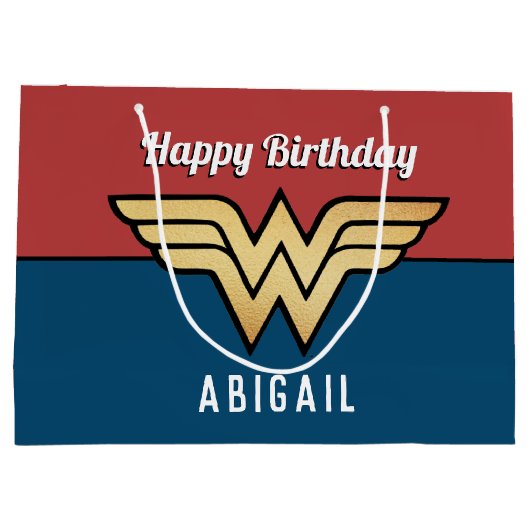 Wonder Woman Golden Logo | Fijne verjaardag  Groot Cadeauzakje (Achterkant)