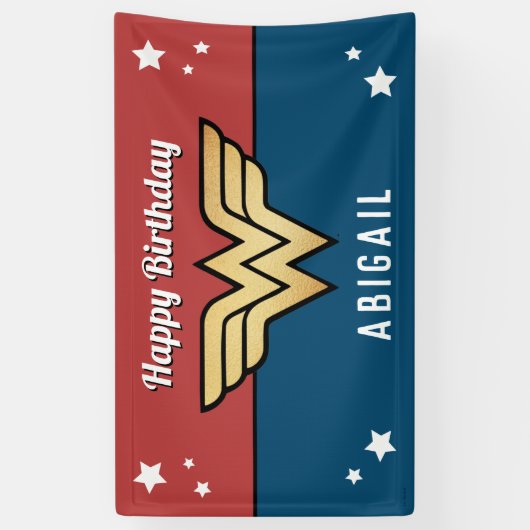 Wonder Woman Golden Logo | Happy Birthday Spandoek (Verticaal)