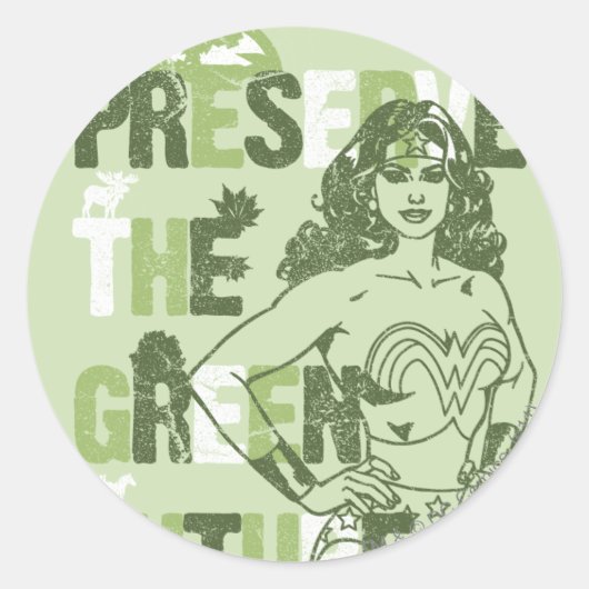 Wonder Woman Green Future Ronde Sticker (Voorkant)