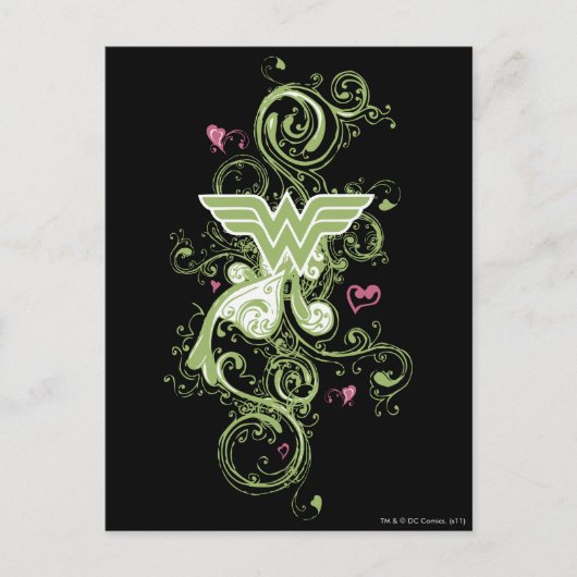 Wonder Woman Green Swirls Logo Briefkaart (Voorkant)