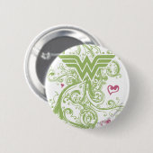 Wonder Woman Green Swirls Logo Ronde Button 5,7 Cm (Voorkant /achterkant)