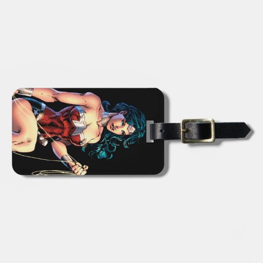 Wonder Woman Gripping Lasso Atop Rock Bagagelabel (Voorkant horizontaal)