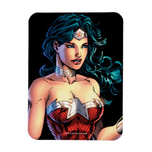 Wonder Woman Gripping Lasso Atop Rock Magneet