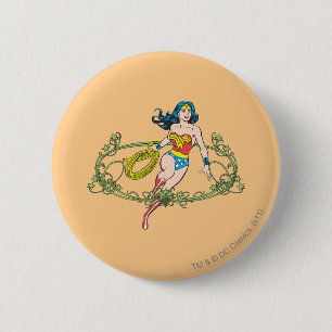 Wonder Woman Groene Ranken Ronde Button 5,7 Cm