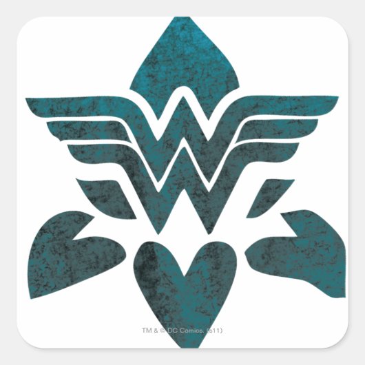 Wonder Woman Grunge Logo Vierkante Sticker (Voorkant)