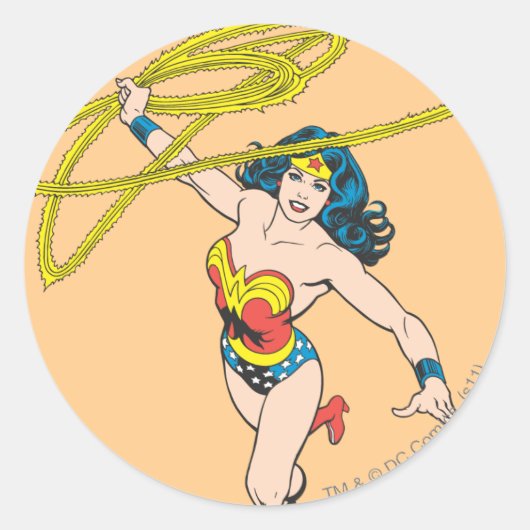 Wonder Woman Holds Lasso 2 Ronde Sticker (Voorkant)