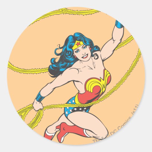 Wonder Woman Holds Lasso 3 Ronde Sticker (Voorkant)