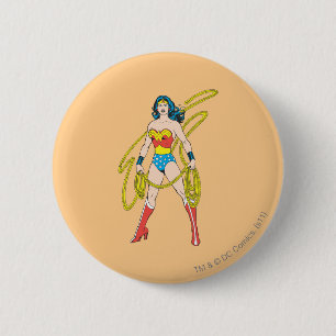 Wonder Woman Holds Lasso 5 Ronde Button 5,7 Cm