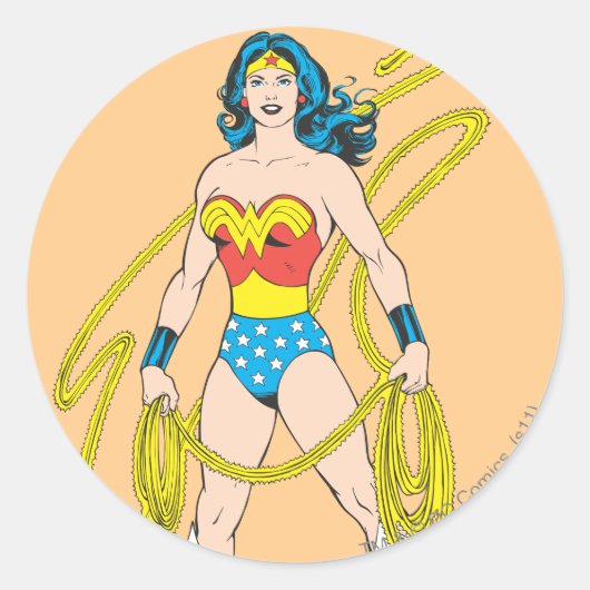 Wonder Woman Holds Lasso 5 Ronde Sticker (Voorkant)