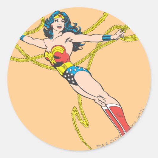 Wonder Woman Holds Lasso Ronde Sticker (Voorkant)