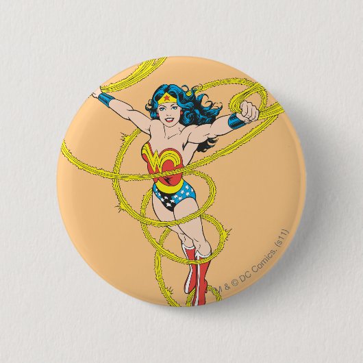 Wonder Woman in Lasso Ronde Button 5,7 Cm (Voorkant)
