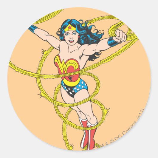 Wonder Woman in Lasso Ronde Sticker (Voorkant)