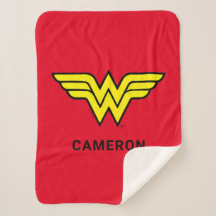 Wonder Woman   Klassieke Logo   Jouw namen toevoeg Sherpa Deken
