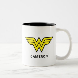Wonder Woman Klassieke Logo Jouw namen toevoeg Tweekleurige Koffiemok