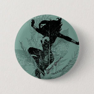 Wonder Woman Landing Foliage Graphic Ronde Button 5,7 Cm