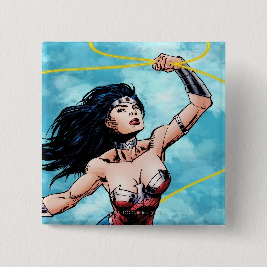 Wonder Woman & Lasso of Truth Vierkante Button 5,1 Cm (Voorkant)