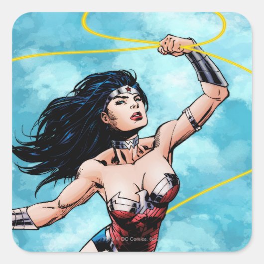 Wonder Woman & Lasso of Truth Vierkante Sticker (Voorkant)