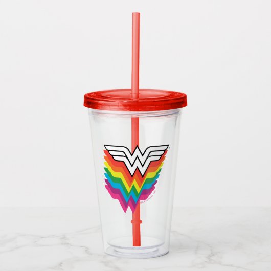 Wonder Woman Layered Rainbow-Logo Acryl Drinkbeker (Voorkant)