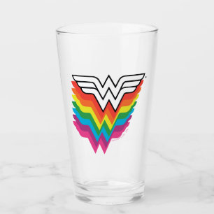 Wonder Woman Layered Rainbow-Logo Glas