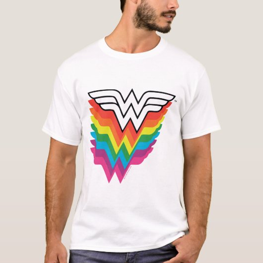 Wonder Woman Layered Rainbow-Logo T-shirt (Voorkant)