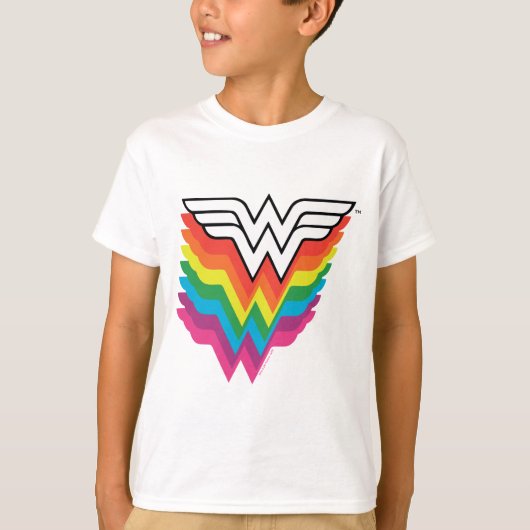 Wonder Woman Layered Rainbow-Logo T-shirt (Voorkant)