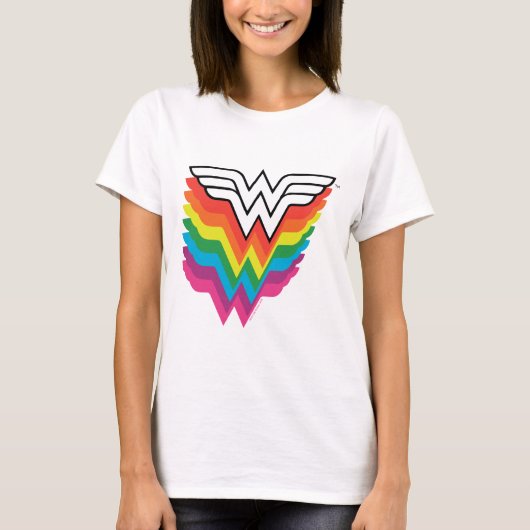 Wonder Woman Layered Rainbow-Logo T-shirt (Voorkant)