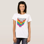 Wonder Woman Layered Rainbow-Logo T-shirt (Voorkant volledig)
