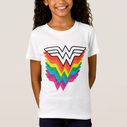 Wonder Woman Layered Rainbow-Logo T-shirt (Voorkant)