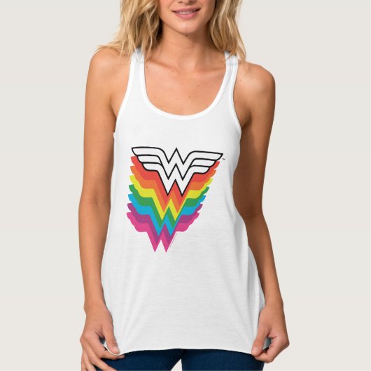 Wonder Woman Layered Rainbow-Logo Tanktop (Voorkant)