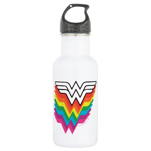 Wonder Woman Layered Rainbow-Logo Waterfles (Voorkant)